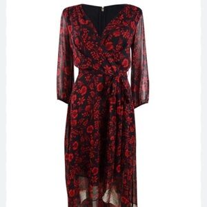 Elegant Red Floral Dress